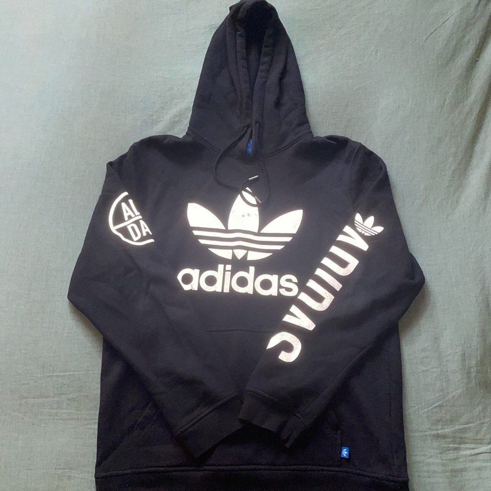 Adidas Black and White Logo Hoodie for Men